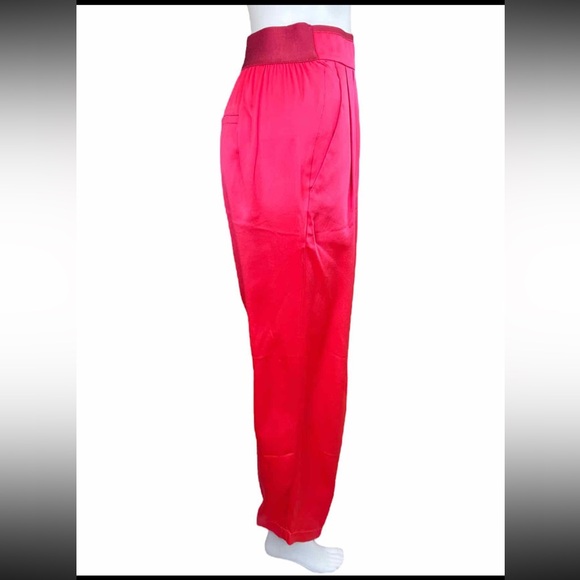 forte_forte Bright Pink Granadine Silk Cropped Pants - Picture 2 of 12